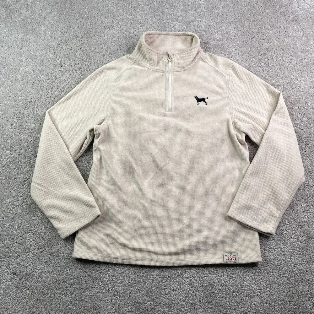 The Black Dog Fleece Pullover Kids Large Tan Waffle Knit Quarter Zip Coastal